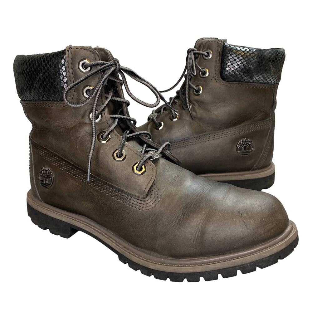 Timberland Premium Leather 6-Inch Waterproof Boots Gray Primaloft 200 Gram